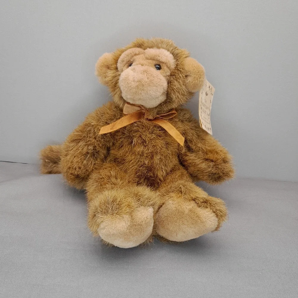 Russ Heartcraft Collection Monkey Chimp Plush Vintage Brown Stuffed Animal Tags